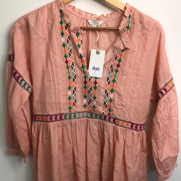NWT Lucky Brand Peach Embroidered Peasant Top Sz S - Picture 6 of 6